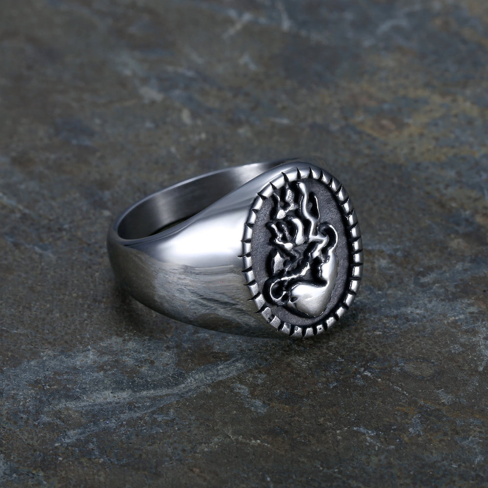 Christianartworkshop Anello della fede in acciaio inossidabile con incisione del Sacro Cuore di Gesù in stile retrò classico - image 1