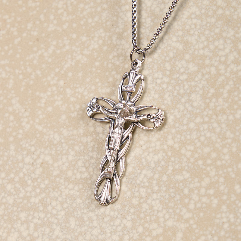 Collana con ciondolo amuleto crocifisso di Gesù, artigianato esclusivo, motivo retrò Christianartworkshop - image 3