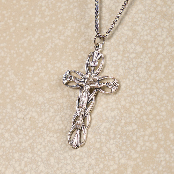 Collana con ciondolo amuleto crocifisso di Gesù, artigianato esclusivo, motivo retrò Christianartworkshop - image 3