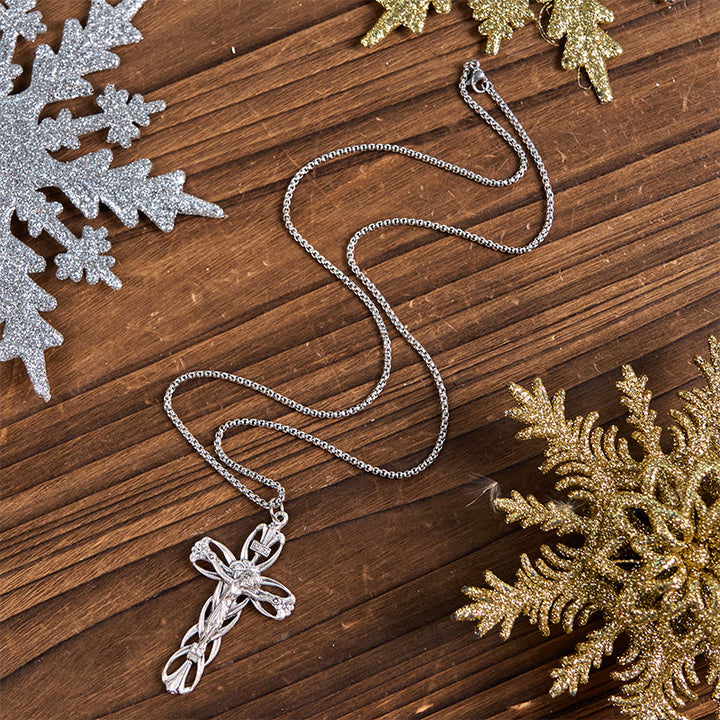 Collana con ciondolo amuleto crocifisso di Gesù, artigianato esclusivo, motivo retrò Christianartworkshop - image 5