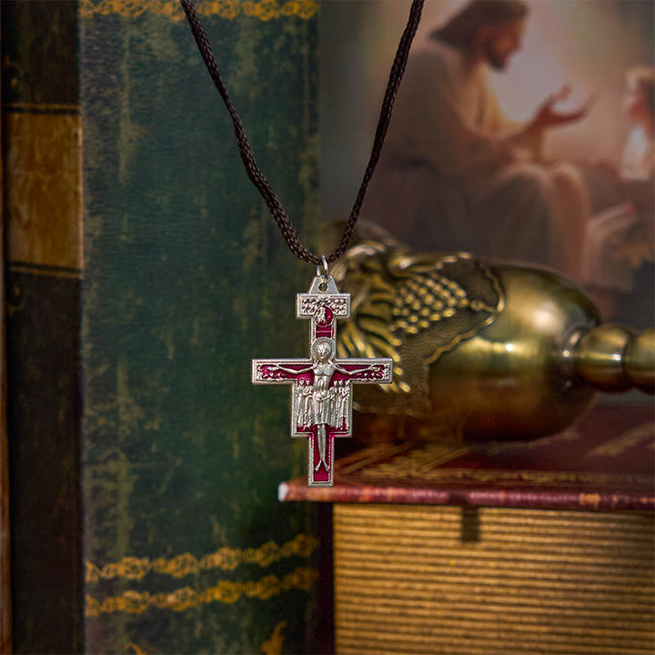 Collana con ciondolo a croce di San Francesco e San Damiano Christianartworkshop | Un simbolo di fede e pace - Croce di San Damiano - image 0