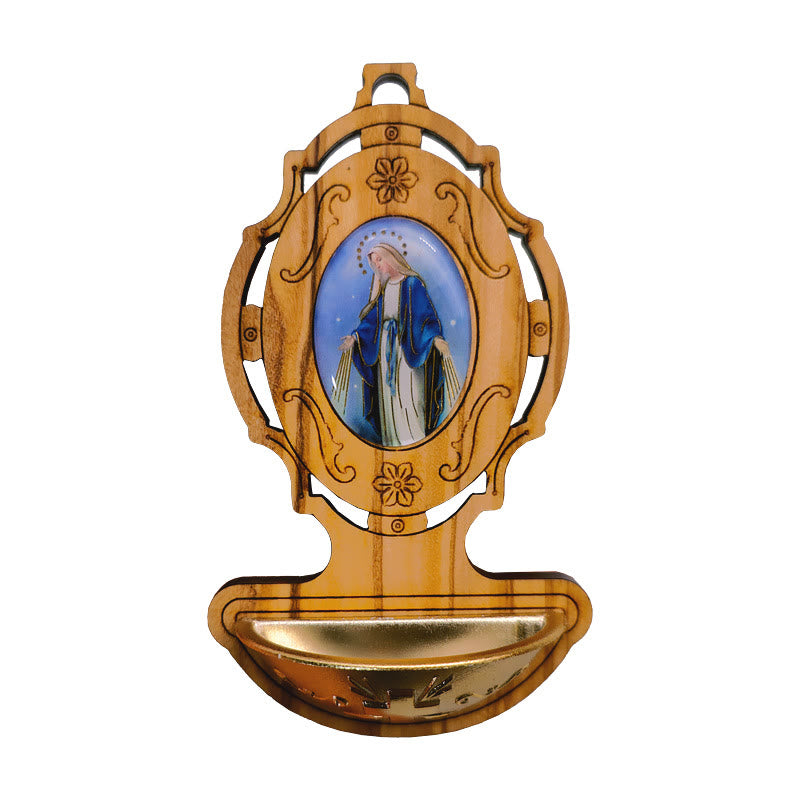 Christianartworkshop Medaglia Miracolosa Acquasantiera in Legno d'Ulivo Assunzione della Madonna - image 7