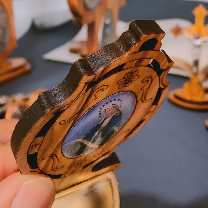 Christianartworkshop Medaglia Miracolosa Acquasantiera Legno d'Ulivo Assunzione di Nostra Signora  - image 4