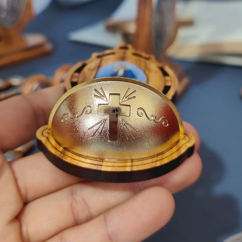 Christianartworkshop Medaglia Miracolosa Acquasantiera Legno d'Ulivo Assunzione di Nostra Signora  - image 3