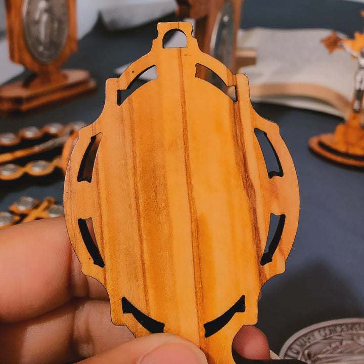 Christianartworkshop Medaglia Miracolosa Acquasantiera Legno d'Ulivo Assunzione di Nostra Signora  - image 6