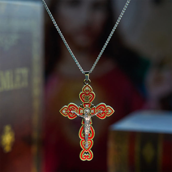 Christianartworkshop 6 colori 3 pietre preziose - Set di crocifisso della Trinità con perla dietro la collana pendente - image 8