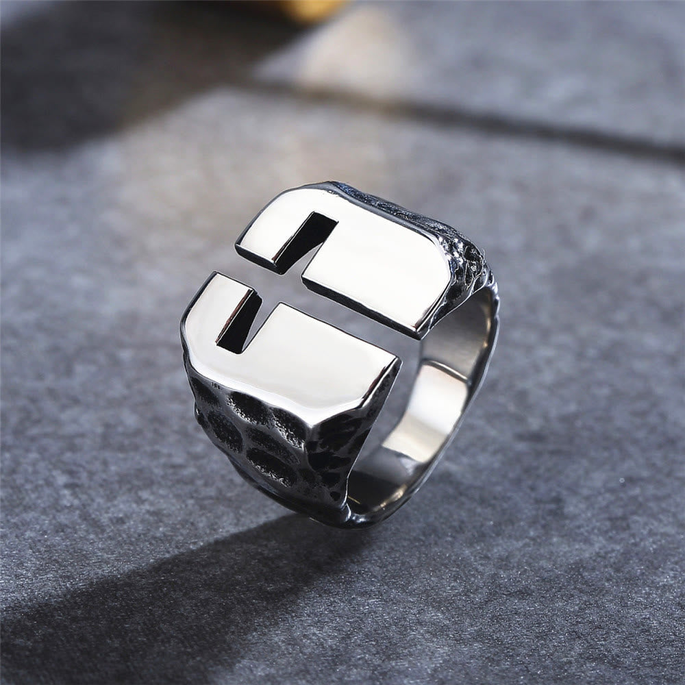 Christianartworkshop Anello della fede in acciaio inossidabile con croce incisa in stile minimalista a 3 colori - Argento - US 13 - image 1