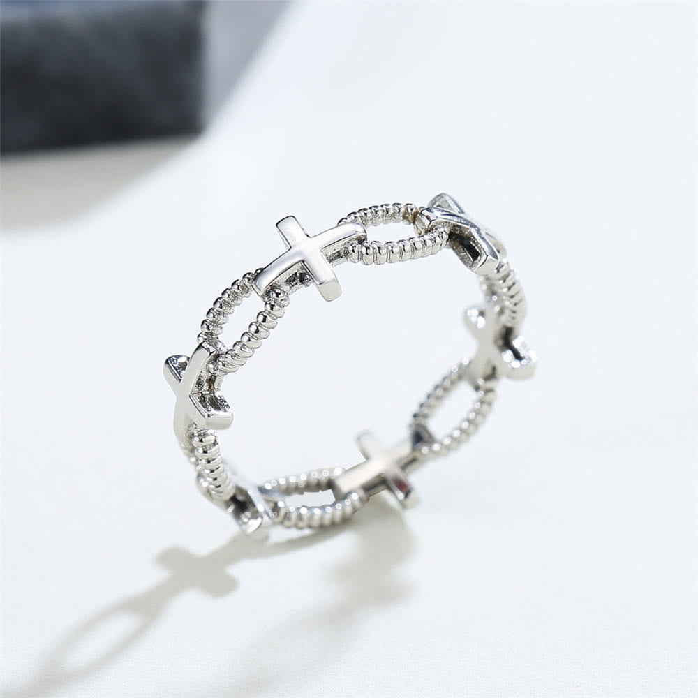 Christianartworkshop Anello della fede con croce incisa in stile retrò minimalista - US11 - image 0