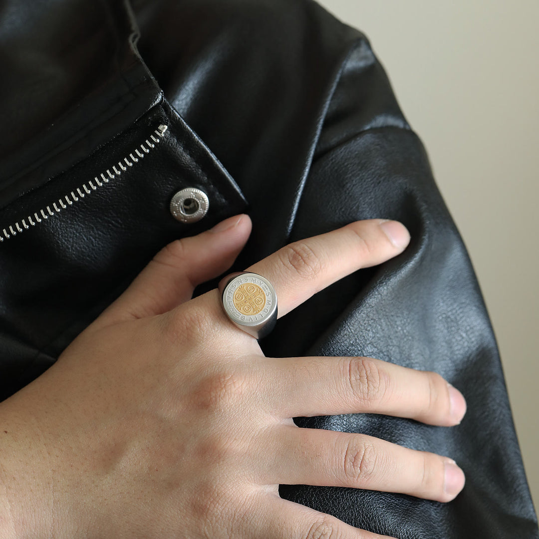 Christianartworkshop 8 stili retrò classico anello di protezione inciso con simbolo di San Benedetto - Argento-oro-2 - US14 - image 7