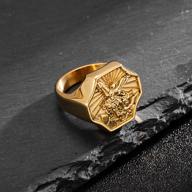 Anello esclusivo dell'Arcangelo San Michele realizzato a mano Christianartworkshop - Espressione della fede quotidiana  - image 2