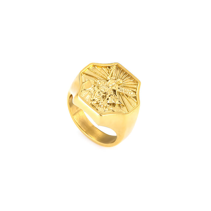 Anello esclusivo dell'Arcangelo San Michele realizzato a mano Christianartworkshop - Espressione della fede quotidiana  - image 5