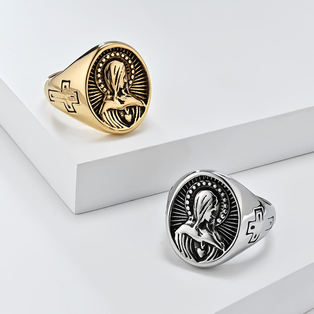 Christianartworkshop Anello della Beata Vergine Maria della Divina Grazia - Un omaggio al Santo Amore - D'oro - US7 - image 0