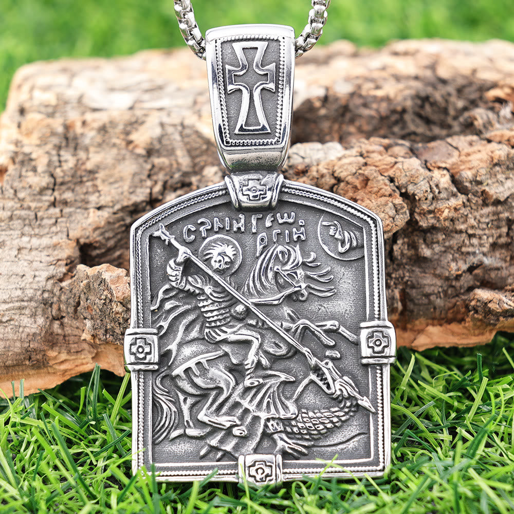 Christianartworkshop Collana di San Giorgio che uccide il drago: simbolo di coraggio e protezione divina - San Giorgio che uccide il drago - image 0