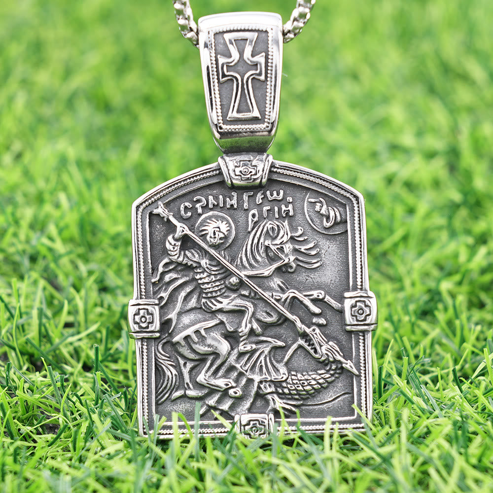Christianartworkshop Collana di San Giorgio che uccide il drago: simbolo di coraggio e protezione divina - image 3
