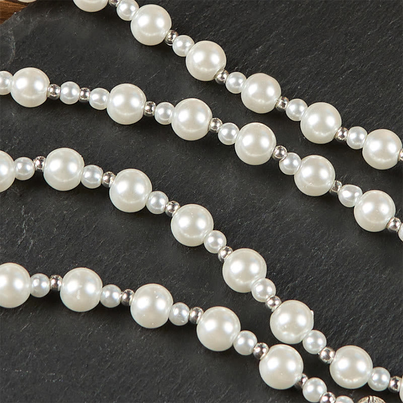 Christianartworkshop Medaglia Miracolosa e Crocifisso di Perle Bianche da 4 mm Rosario - image 6