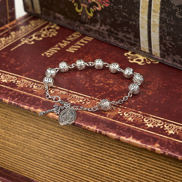 Braccialetto casual semplice regolabile con medaglia miracolosa e crocifisso Christianartworkshop - image 5