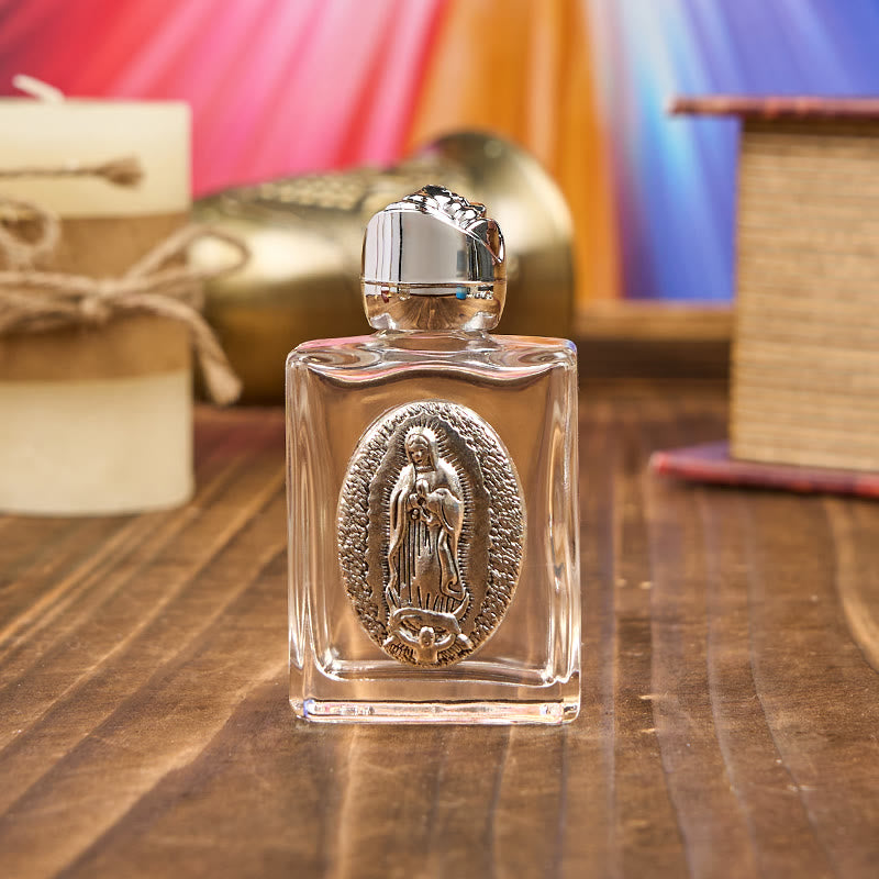 Christianartworkshop Esclusiva bottiglia di acqua santa realizzata a mano da Nostra Signora di Guadalupe: un contenitore di benedizione e protezione - Argento - image 1