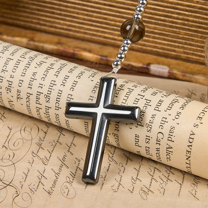 Christianartworkshop FEDE IN PREGHIERA: Rosario fatto a mano in ossidiana naturale con occhio di tigre e carta regalo - image 7