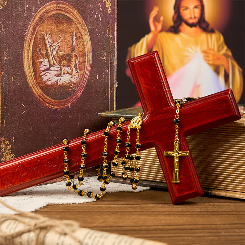 Christianartworkshop Nostra Signora di Fatima e Crocifisso di rosario di cristallo da 6 mm - image 4