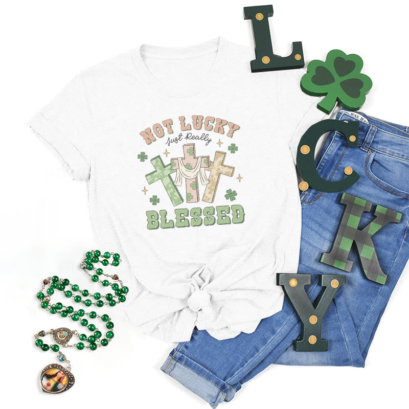 Christianartworkshop Maglietta ispirata alla fede "Non fortunato, solo benedetto" - Bianco - 2XL - image 3