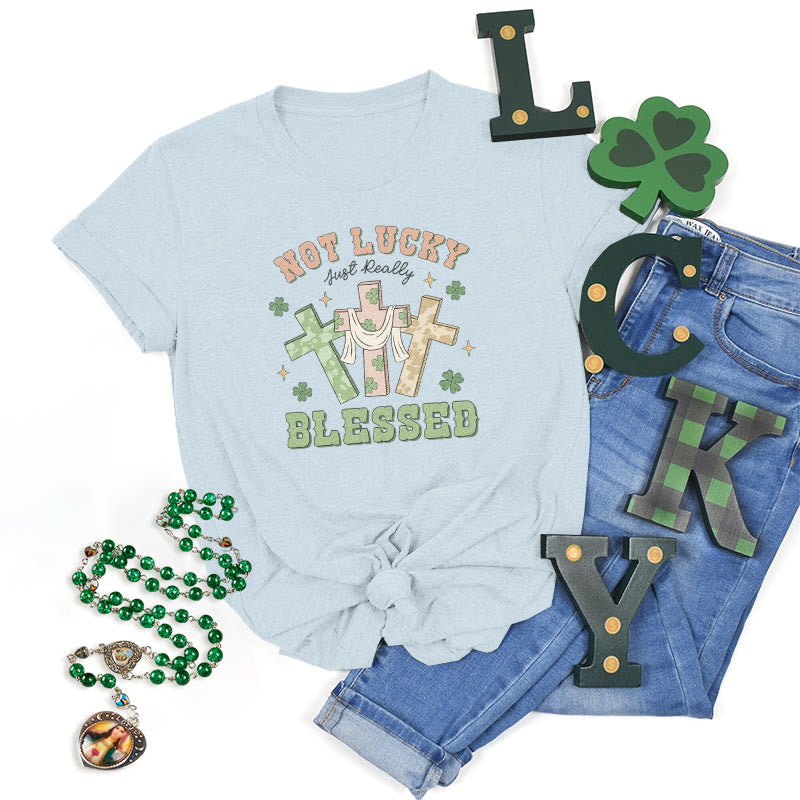 Christianartworkshop Maglietta ispirata alla fede "Non fortunato, solo benedetto" - Blu - 2XL - image 20