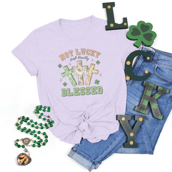 Christianartworkshop Maglietta ispirata alla fede "Non fortunato, solo benedetto" - Viola - 2XL - image 25