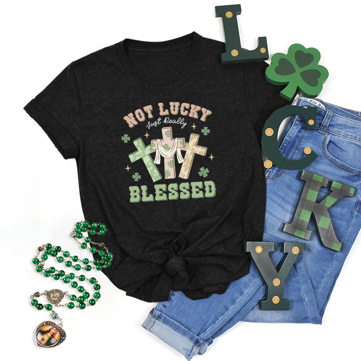 Christianartworkshop Maglietta ispirata alla fede "Non fortunato, solo benedetto" - Nero - 2XL - image 8