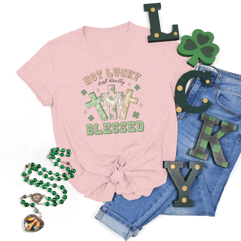 Christianartworkshop Maglietta ispirata alla fede "Non fortunato, solo benedetto" - Rosa - 2XL - image 23