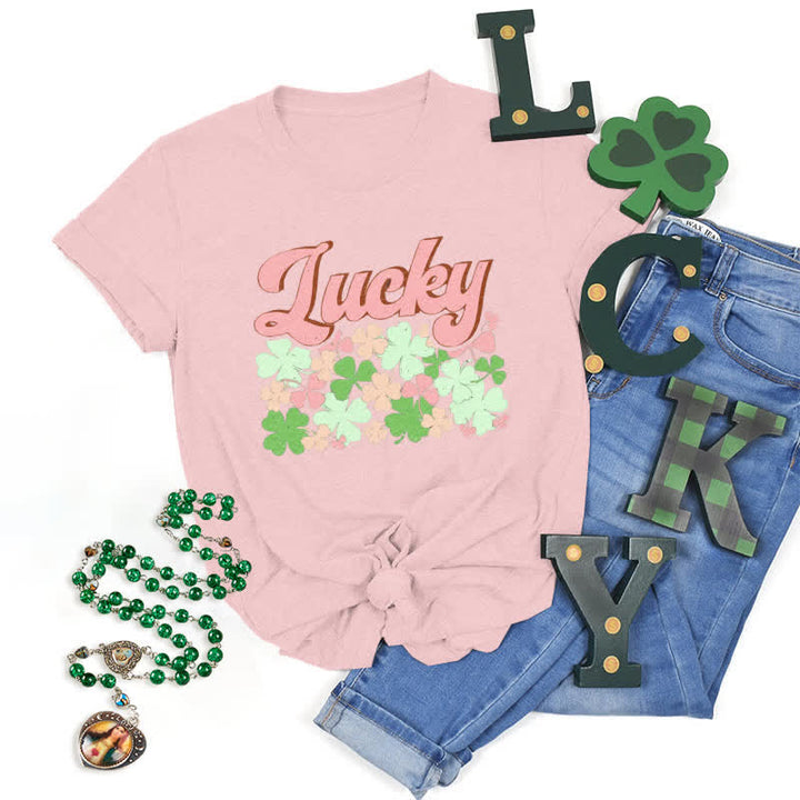 Christianartworkshop Maglietta ispirata alla fede irlandese "Abbraccia la fortuna" - Rosa - 2XL - image 0