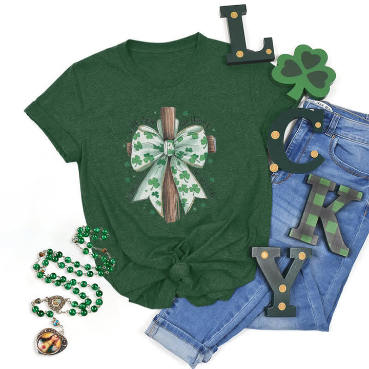 Christianartworkshop Fede e fortuna in armonia T-shirt ispirata alla fede - Verde scuro - 2XL - image 14