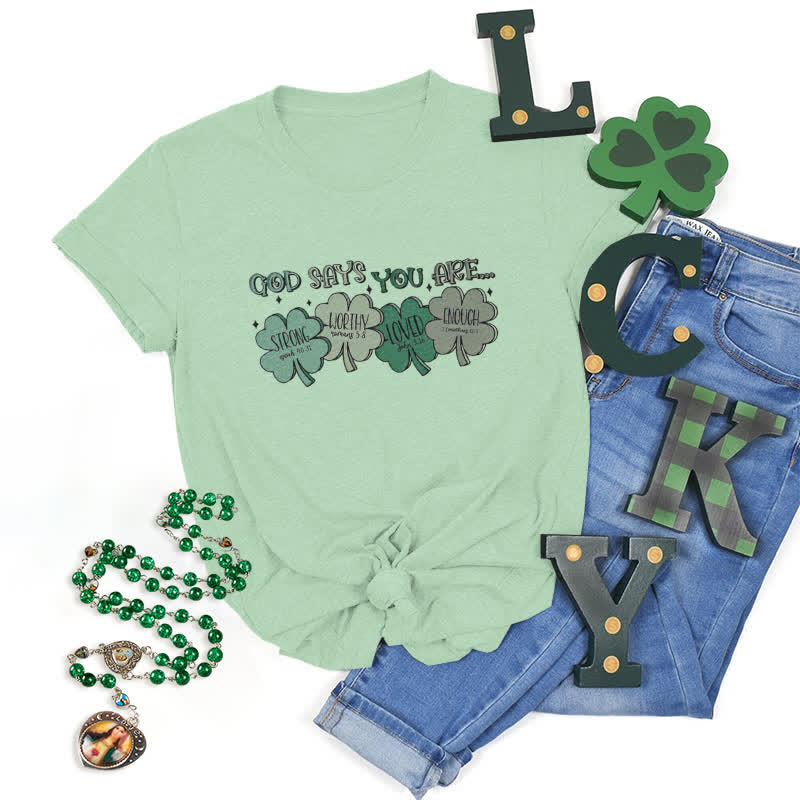 Christianartworkshop Divine Shamrock: maglietta ispirata alla fede delle promesse di Dio - Verde chiaro - 2XL - image 3