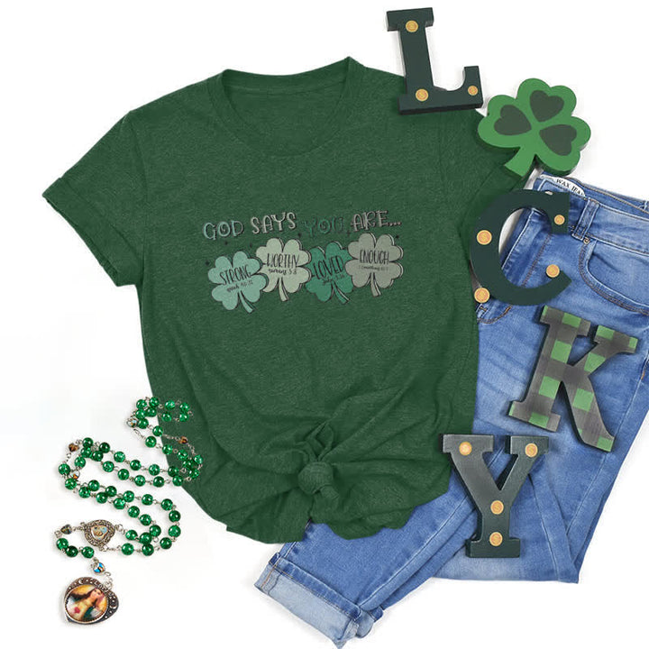 Christianartworkshop Divine Shamrock: maglietta ispirata alla fede delle promesse di Dio - Verde scuro - 2XL - image 14