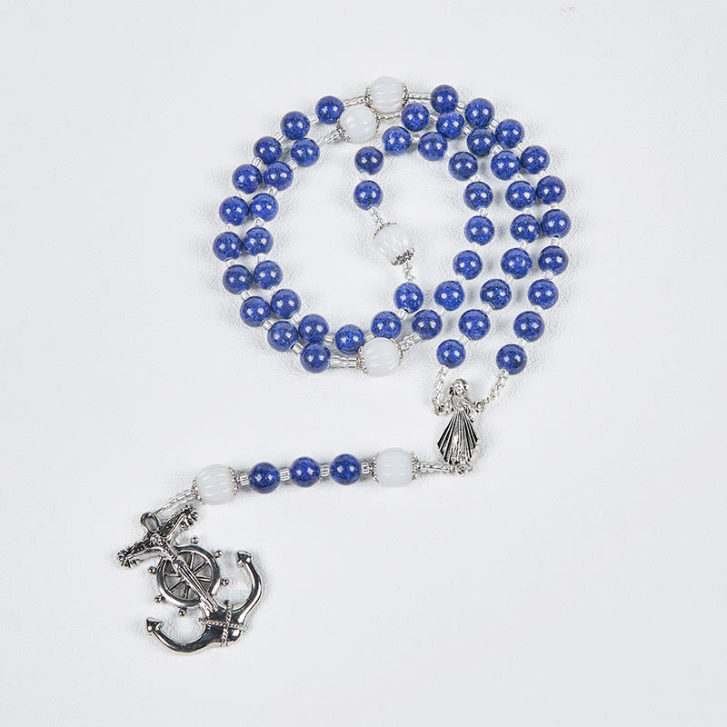 Rosario della Divina Misericordia a tema oceano Christianartworkshop con ciondolo a forma di ancora: intraprendi un viaggio fedele con Cristo - image 6