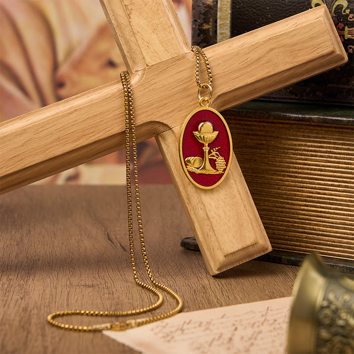 Collana con calice eucaristico rosso e blu Christianartworkshop - Mantieni la tua fede vicina - image 9