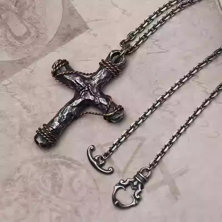 Collana con pendente in argento 925 con crocifisso e ancora in stile delicato Christianartworkshop - image 1