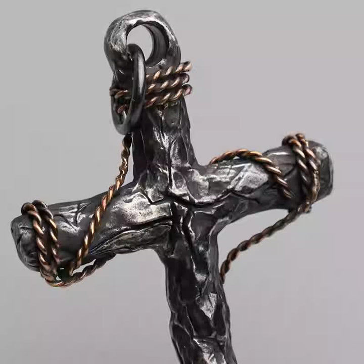 Collana con pendente in argento 925 con crocifisso e ancora in stile delicato Christianartworkshop - image 4