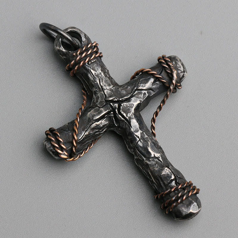 Collana con pendente in argento 925 con crocifisso e ancora in stile delicato Christianartworkshop - image 3