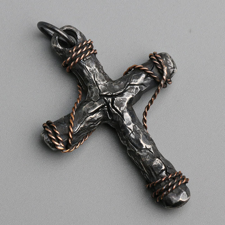 Collana con pendente in argento 925 con crocifisso e ancora in stile delicato Christianartworkshop - image 3