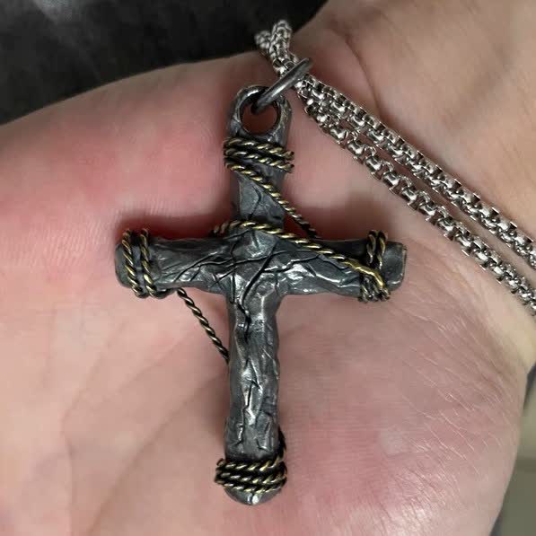 Collana con pendente in argento 925 con crocifisso e ancora in stile delicato Christianartworkshop - image 5