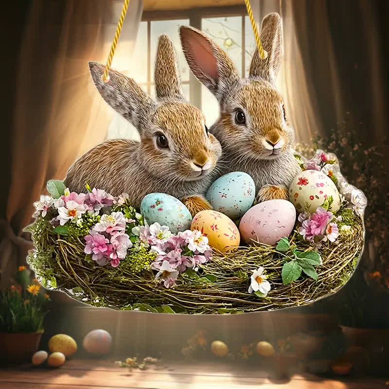 Christianartworkshop Immergiti nella gioia della Pasqua: adorabili decorazioni a forma di nido di coniglietti da appendere - image 2