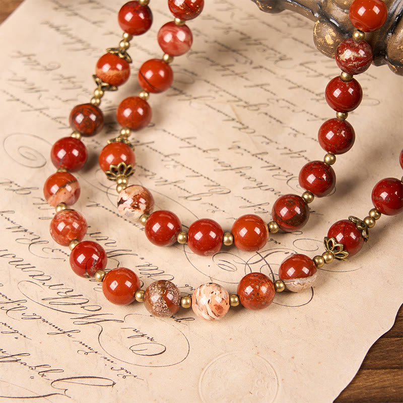 Rosario fatto a mano in diaspro rosso da 8 mm con medaglia miracolosa e crocifisso Christianartworkshop - image 3