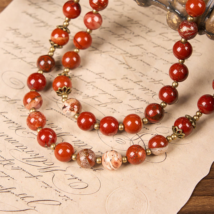 Rosario fatto a mano in diaspro rosso da 8 mm con medaglia miracolosa e crocifisso Christianartworkshop - image 3