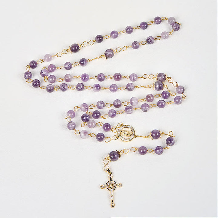 Christianartworkshop Nostra Signora di Guadalupe e Crocifisso di Rosario di Cristallo Viola Rotondo da 8 mm - image 8