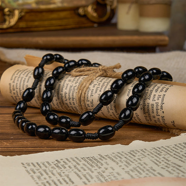 Christianartworkshop Rosario ovale con perline di San Benedetto e Crocifisso da 8*10 mm - Tre colori senza tempo - image 15