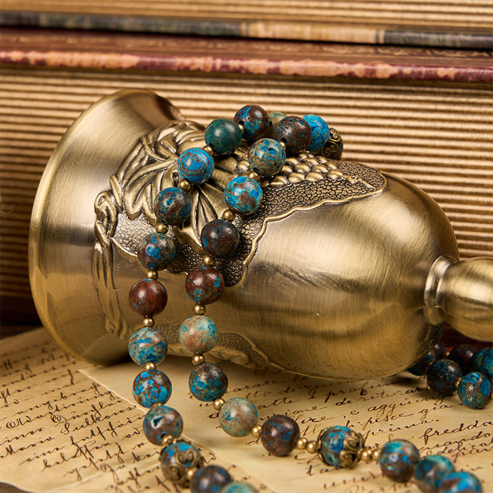 Rosario fatto a mano con perline blu Christianartworkshop : medaglia miracolosa e crocifisso in pietra larimar autentica da 8 mm - image 8