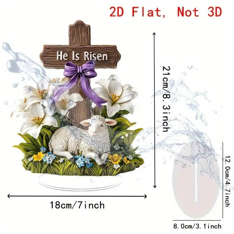 Christianartworkshop Pasqua della Resurrezione con la Croce Risorta e la Figurina dell'Agnello - image 3