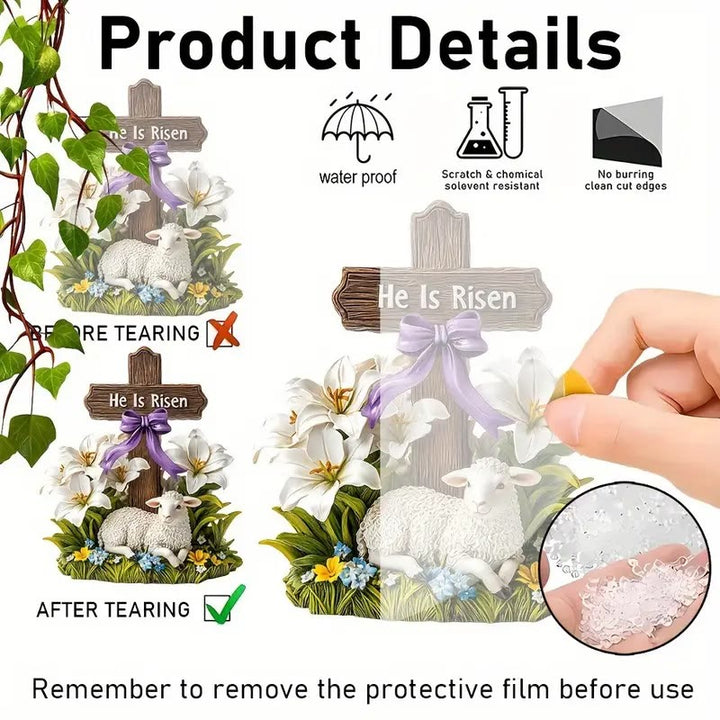 Christianartworkshop Pasqua della Resurrezione con la Croce Risorta e la Figurina dell'Agnello - image 4