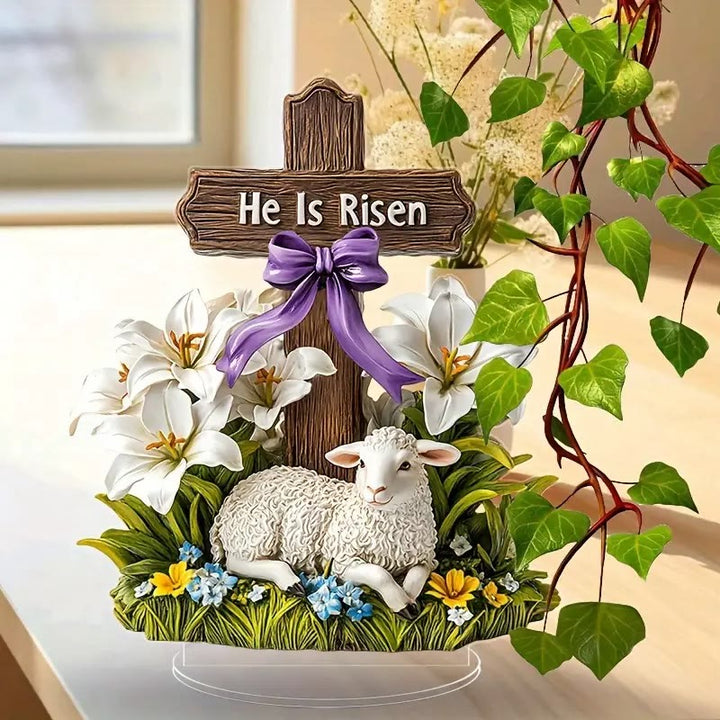 Christianartworkshop Pasqua Resurrezione con Croce Risorta e Agnello Ornamento Piatto - image 1