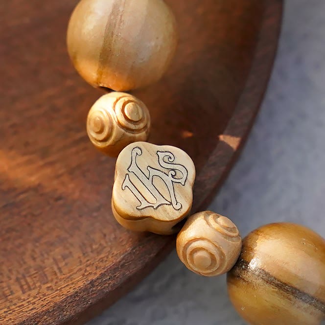 Christianartworkshop Bracciale in legno d'ulivo Rosario rosa Bracciale elastico portatile - image 13