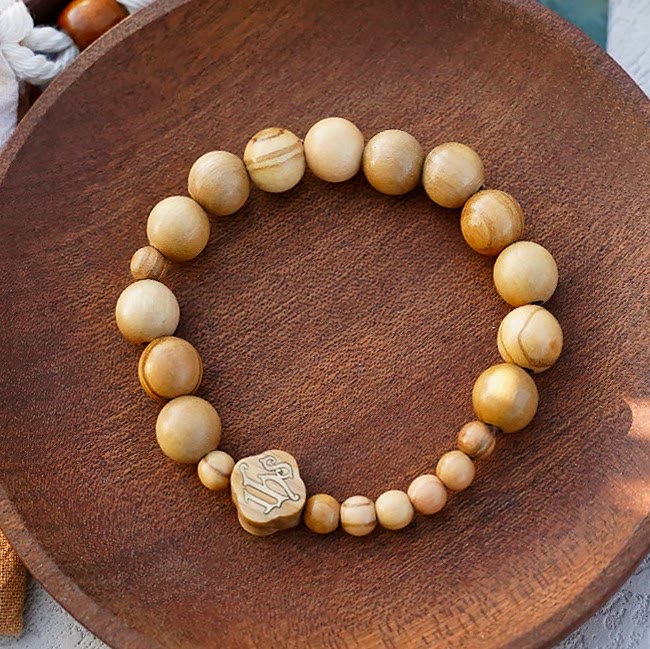 Christianartworkshop Bracciale in legno d'ulivo Rosario rosa Bracciale elastico portatile - 10mm-a - image 2